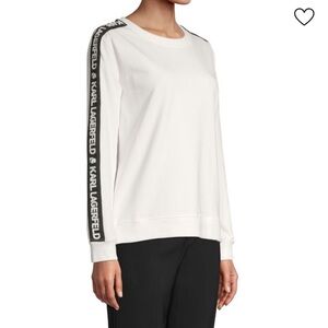 Karl Lagerfeld White Sweatshirt with Black Logo Sleeves